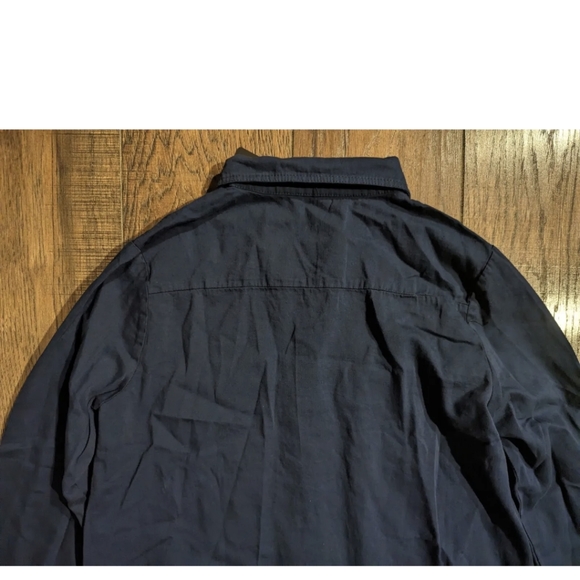 NEW Zilcremo Womens Navy SHIRT DRESS Lrg Solid Blue Collared Button Long Sleeve - Picture 14 of 15